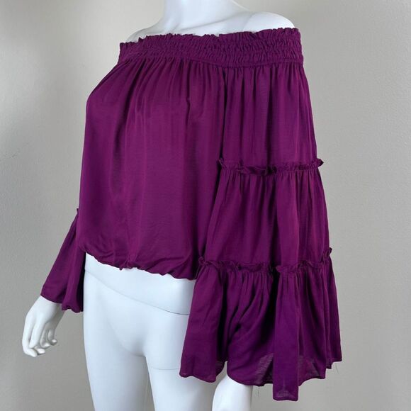 Free People Free Spirit Women Size S Off The Shoulder Wide Sleeve Cropped Top - Picture 7 of 13